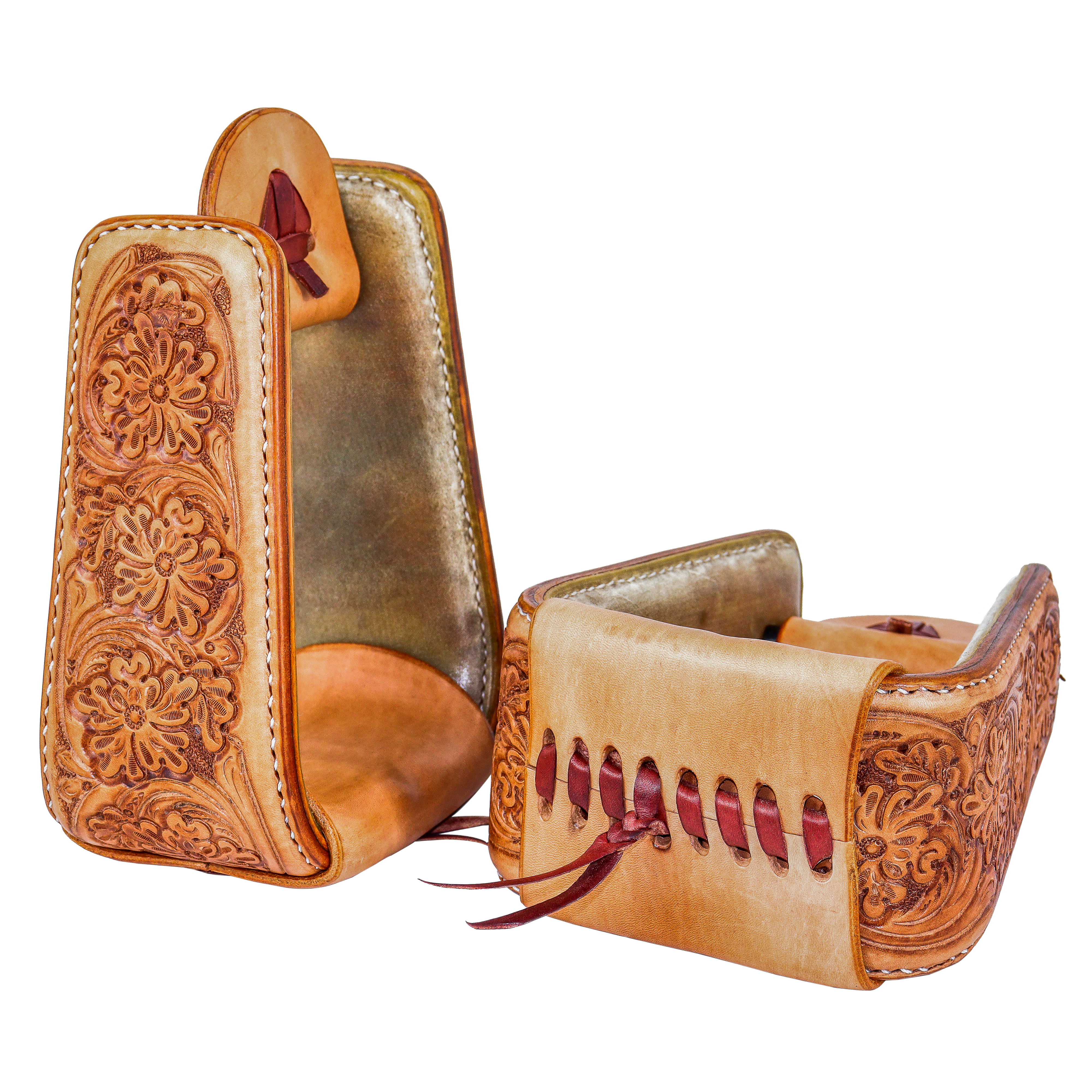 ROPER LEATHER AND RAWHIDE COVERED STIRRUPS